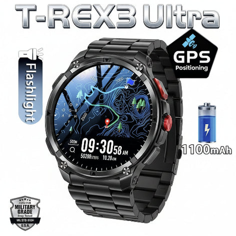 Smartwatch with features highlighted on a dark background