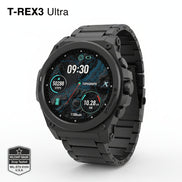 Smartwatch with features highlighted on a dark background