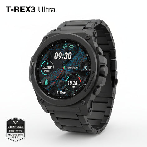 Smartwatch with features highlighted on a dark background