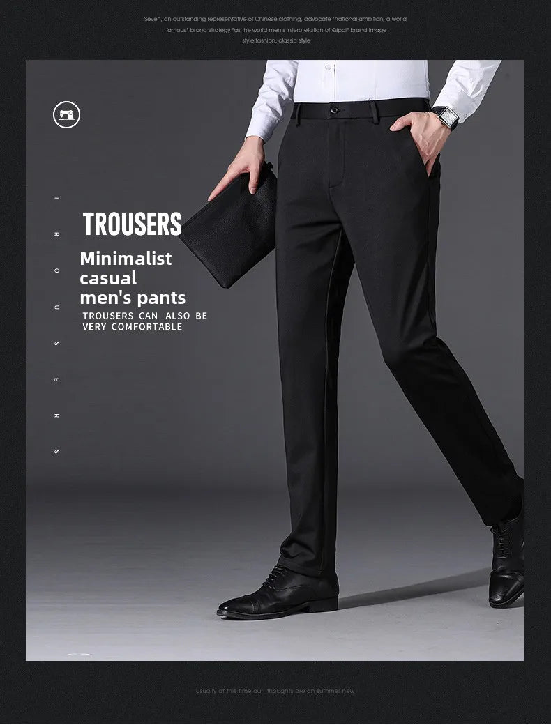 Top Grade Non-ironing New Brand Casual Korean Fashion Relax Fit Long Dress Pants Straight Business Trousers Mens Clothing 2026