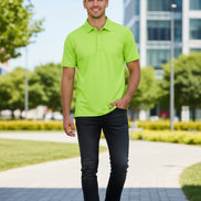 Lime green polo shirt on a white background