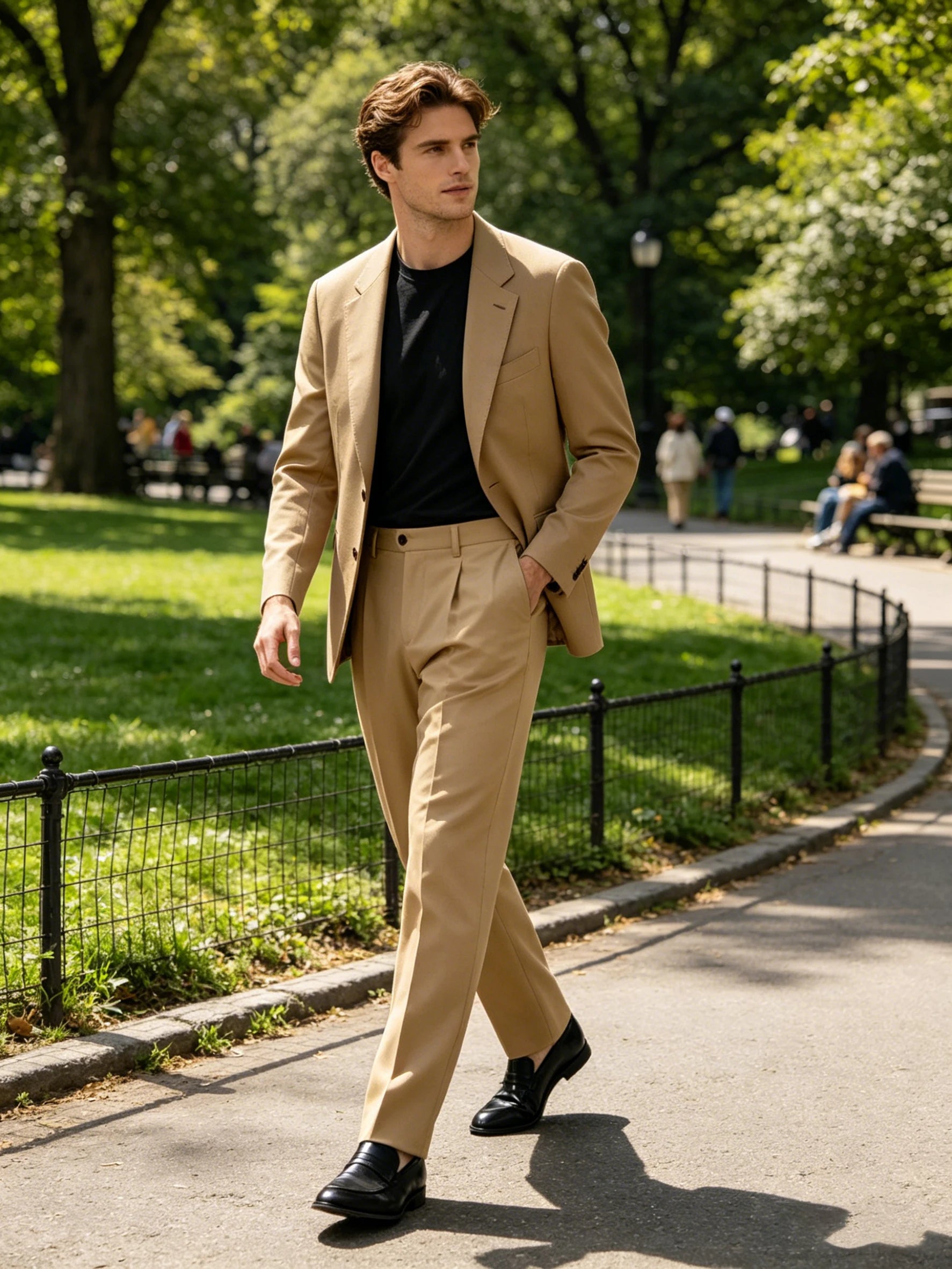 Men's Premium Pleated Wide-Leg Dress Pants Versatile Formal Casual Trousers Chinos Business Daily Office Banquet Wedding Summer