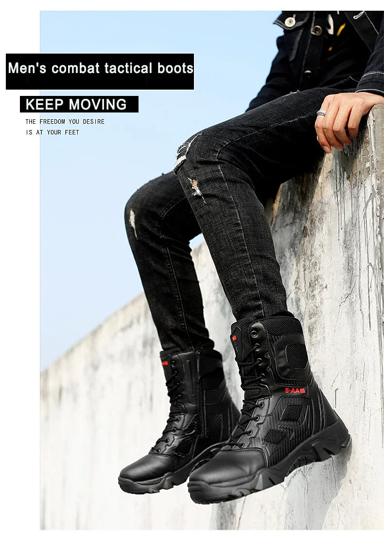 Men's Shoes Winter Men Combat Tactical Boots 2026 New Work Safety Shoes for Men Sneakers Fashion Waterproof Motorcycle Boots
