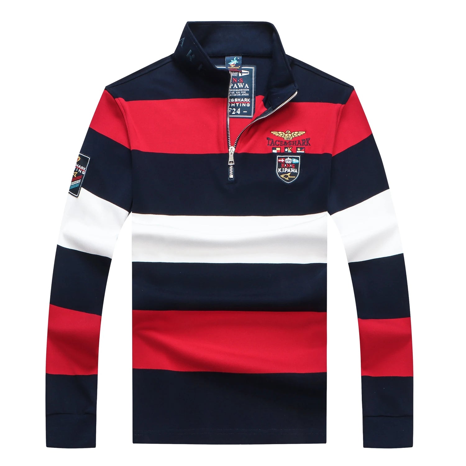 TACE&SHARK New Arrival Fashion Long Sleeves Knitted Wear Casual Men Brand Sweater Stand Collar Striped Pullovers Warm Sweater
