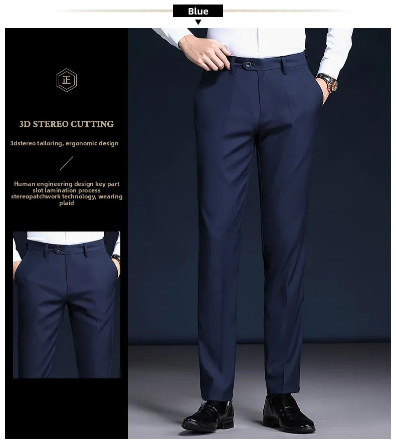 Top Grade Wrinkle Free New Brand Fashion Suit Pant Business Office Trousers For Men Dress Pants Straight Trousers Men's Clothing