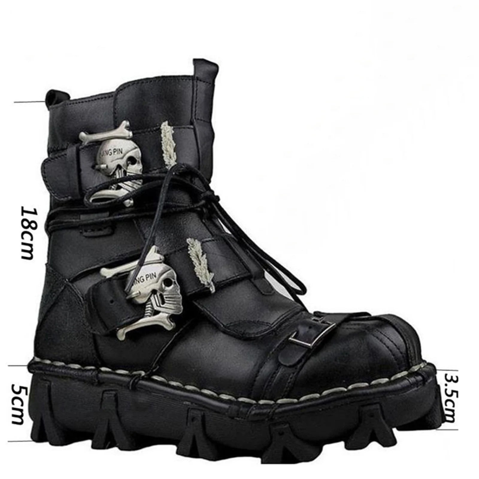 Men's Cowhide Genuine Leather Motorcycle Boots Combat Boots Gothic Skull Punk Desert Ankle Boots Botas50 Handmade