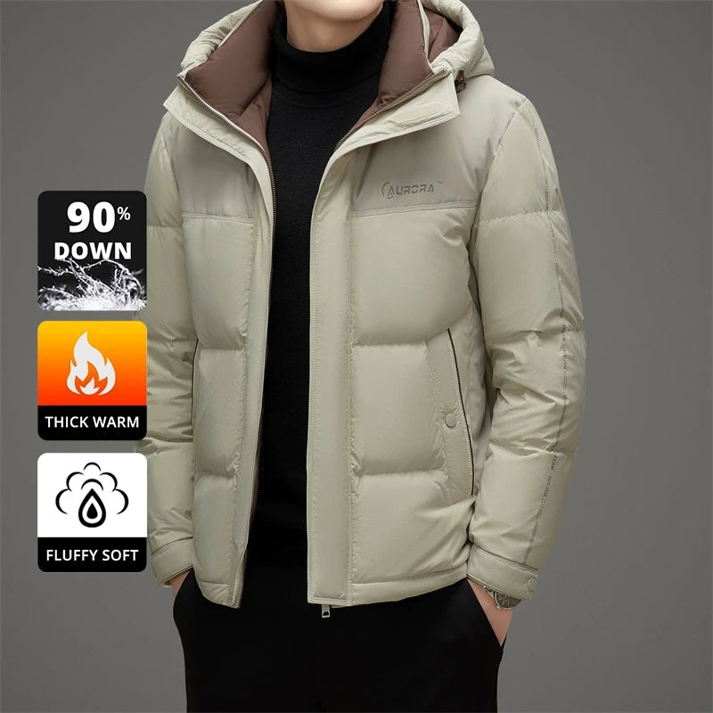 High End 90% White Duck Down Thick Winter New Brand Hooded Casual Fashion Luxury Mens Down Jackets Windbreaker Puffer Coats