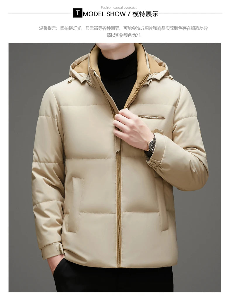 High End White Duck Down Casual Fashion Men Down Jacket Hooded Outerwear Winter Warm Designer Parkas Puffer Feather Coats