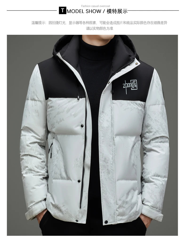 High End Winter Hooded Fashion Warm 85% Duck Down Filled Mens Jacket Casual Designer Feather Outerwear Windbreaker Puffer Coats