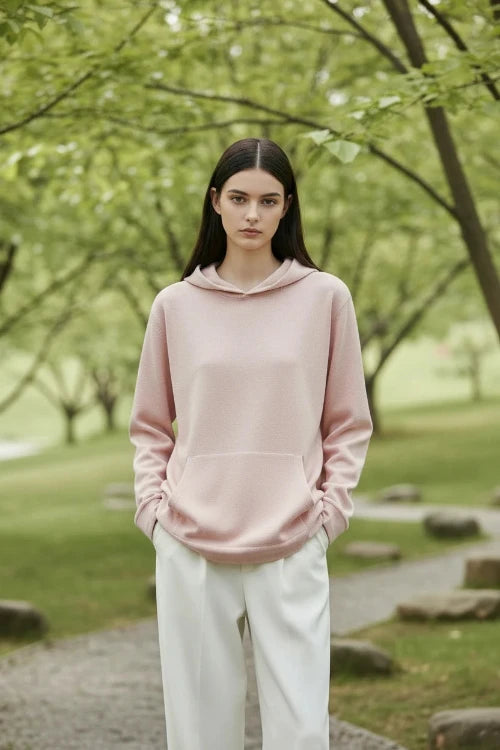 High end fashion 100% pure cotton women's sweater casual knitted round neck pullover autumn and winter solid color women's top