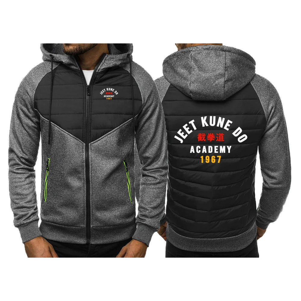 Jeet Kune Do Martial Artist Wing Chun Men's stand up collar cotton coat solid color street casual zipper jacket hoodies jacket