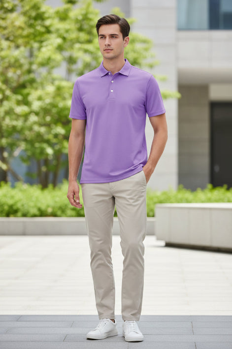 Purple polo shirt on a white background