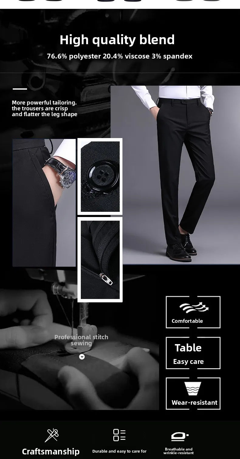 Top Grade New Brand Fashion Relax Fit Suit Pant Office Trousers For Men Dress Pants Business Straight Trousers Men's Clothing