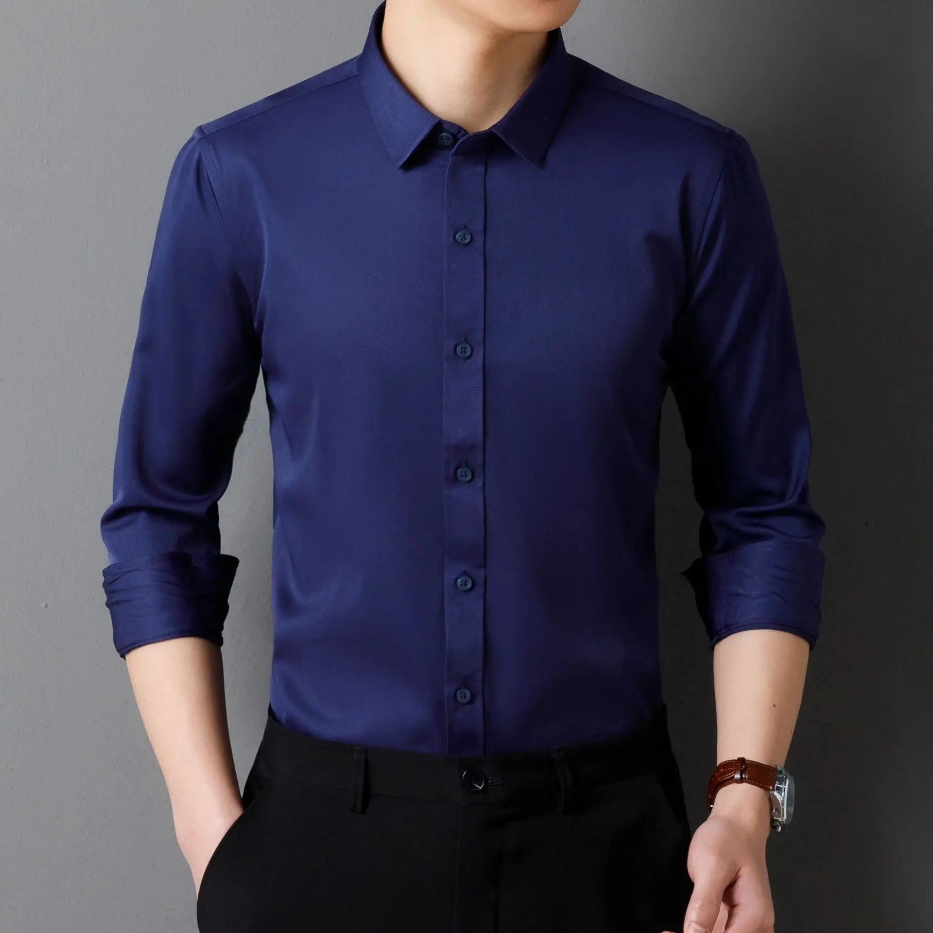 Non-ironing High-end Long-sleeved White Shirt Business Anti-wrinkle Dress Shirt Excellent High-quality Work Business Clothes