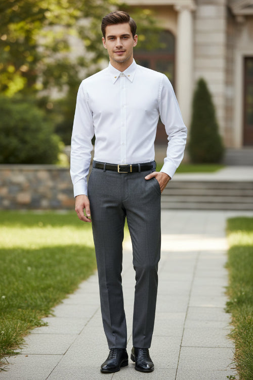 White dress shirt with cufflinks on a white background