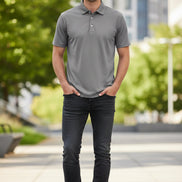 Gray polo shirt on a white background