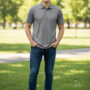 Gray polo shirt on a white background