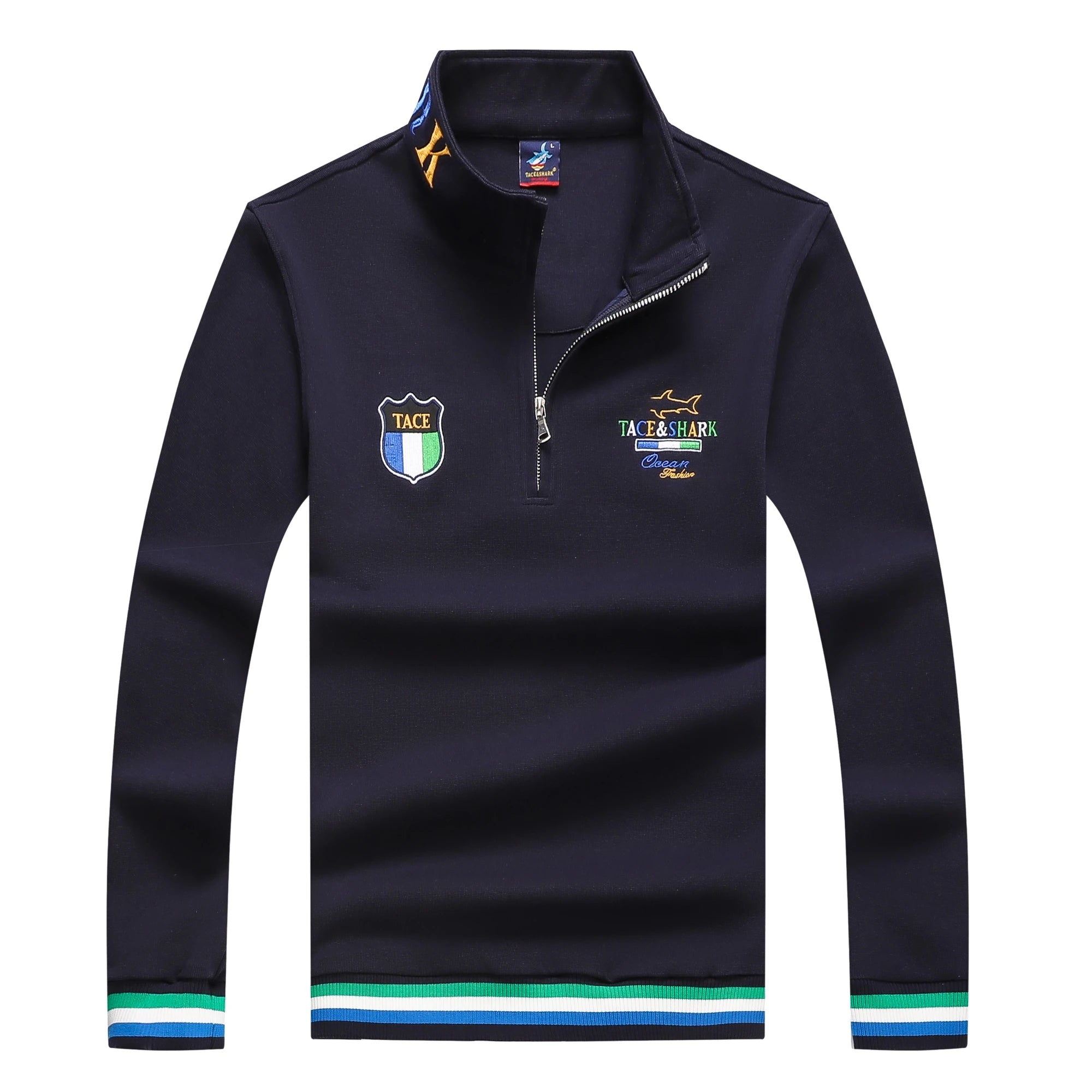 TACE&SHARK Brand High Quality Sweater Men Autumn Flag Embroidery Pullover Military Sweaters 2023 Fashion Sweatshirt