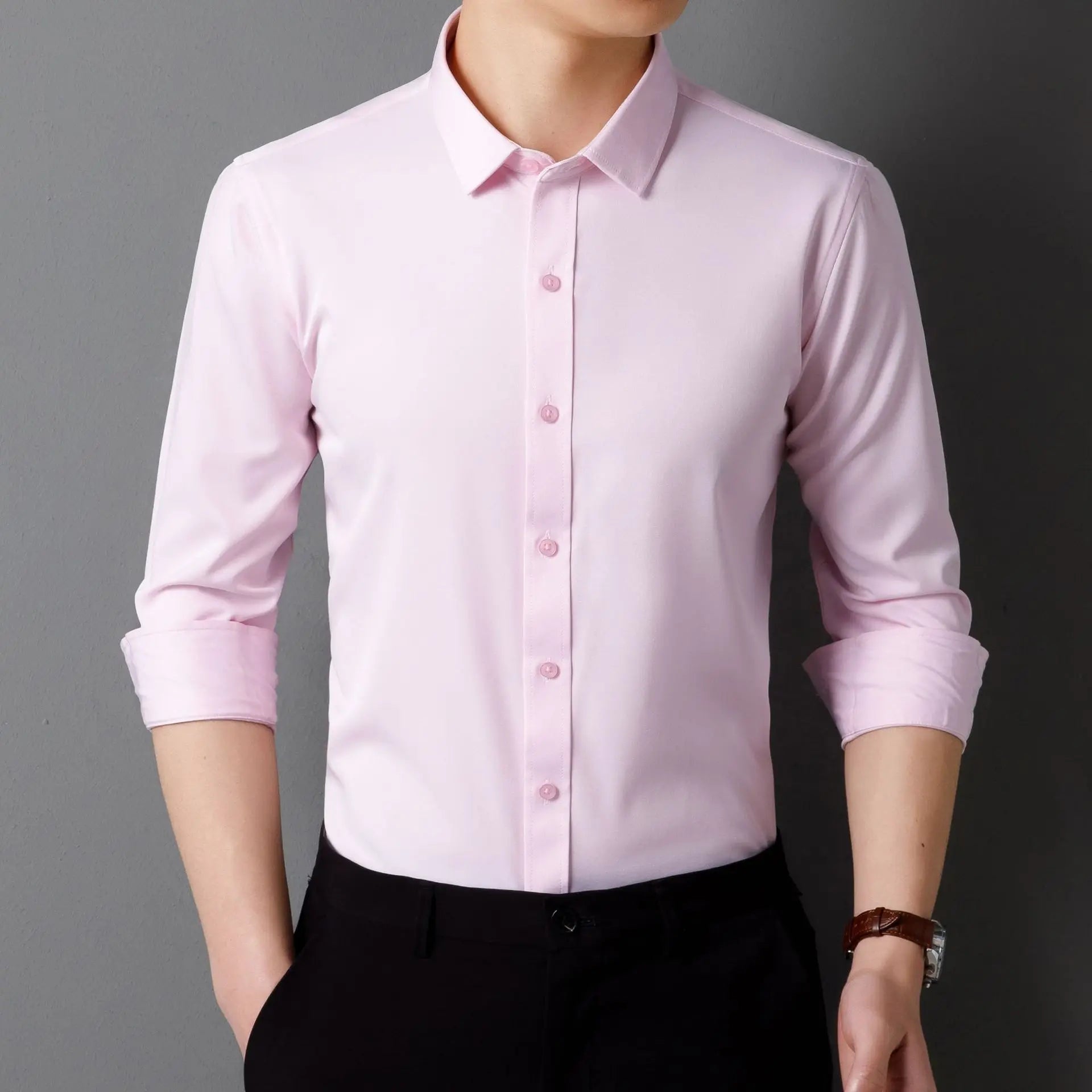 Non-ironing High-end Long-sleeved White Shirt Business Anti-wrinkle Dress Shirt Excellent High-quality Work Business Clothes