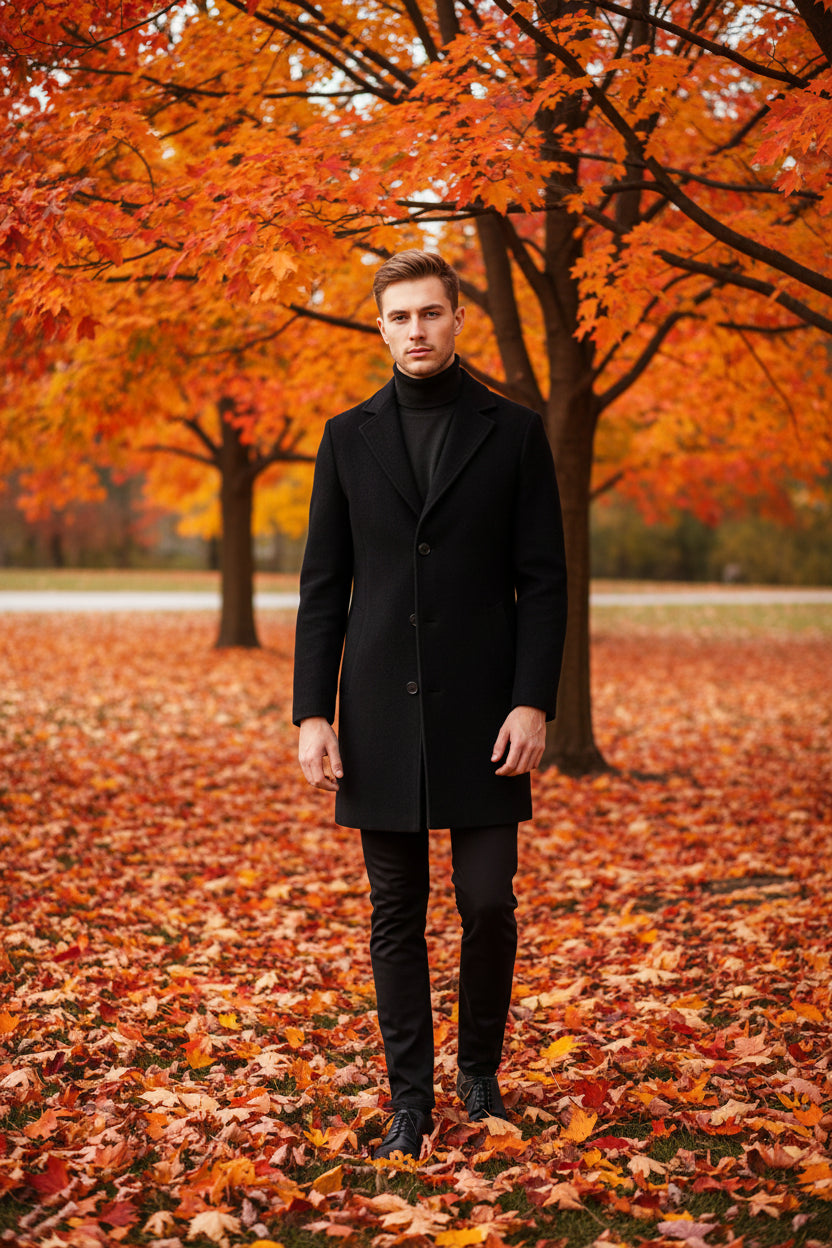 Men Wool & Blends Mens Casual Business Trench Coat Mens Leisure