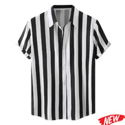 Black and white striped shirt on a white background with 'NEW' label.