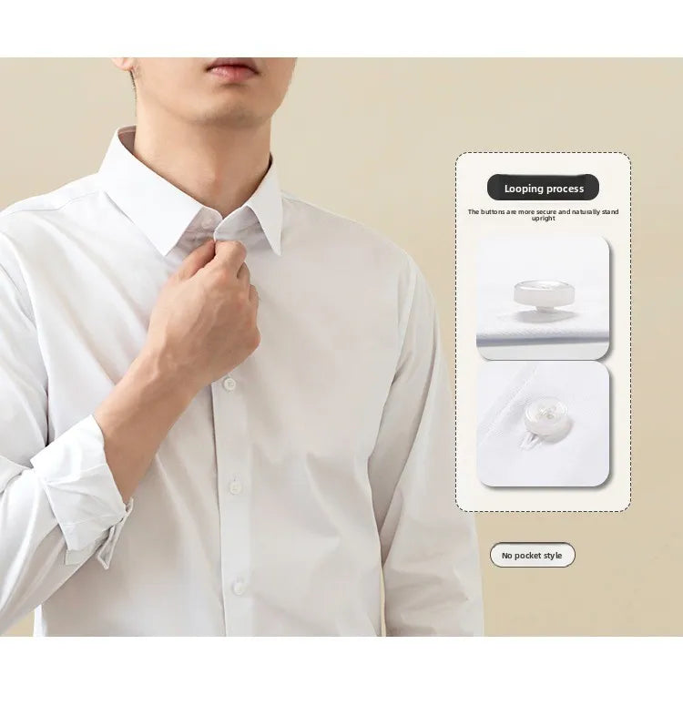 Non-ironing High-end Long-sleeved White Shirt Business Anti-wrinkle Dress Shirt Excellent High-quality Work Business Clothes