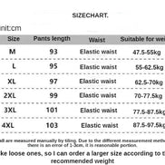 A size chart table showing measurements in centimeters for pants sizes M, L, XL, 2XL, 3XL, and 4XL, 