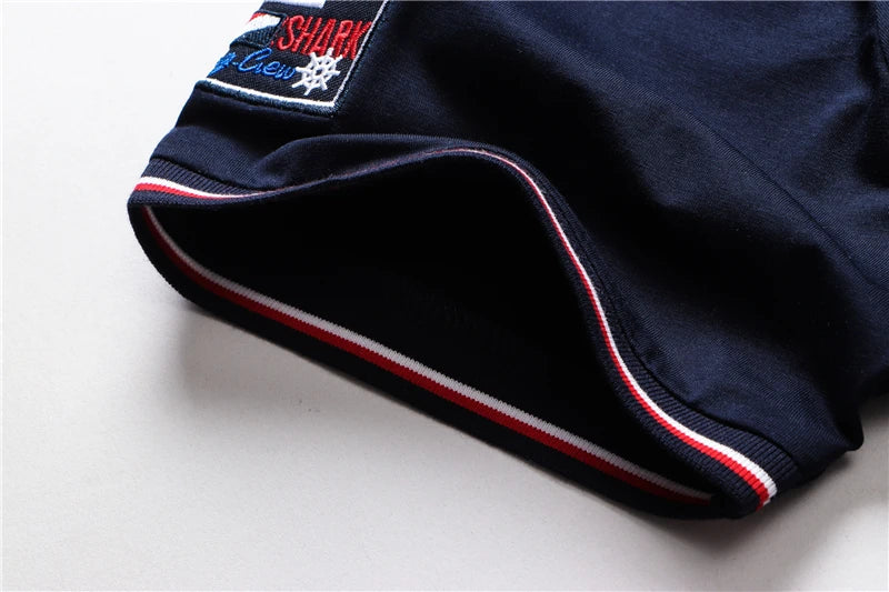 TACE&SHARK Fashion Personality Solid Color Embroidery Polo Shirt 2022 Summer Men Business Shark Polos Mens Casual Clothing