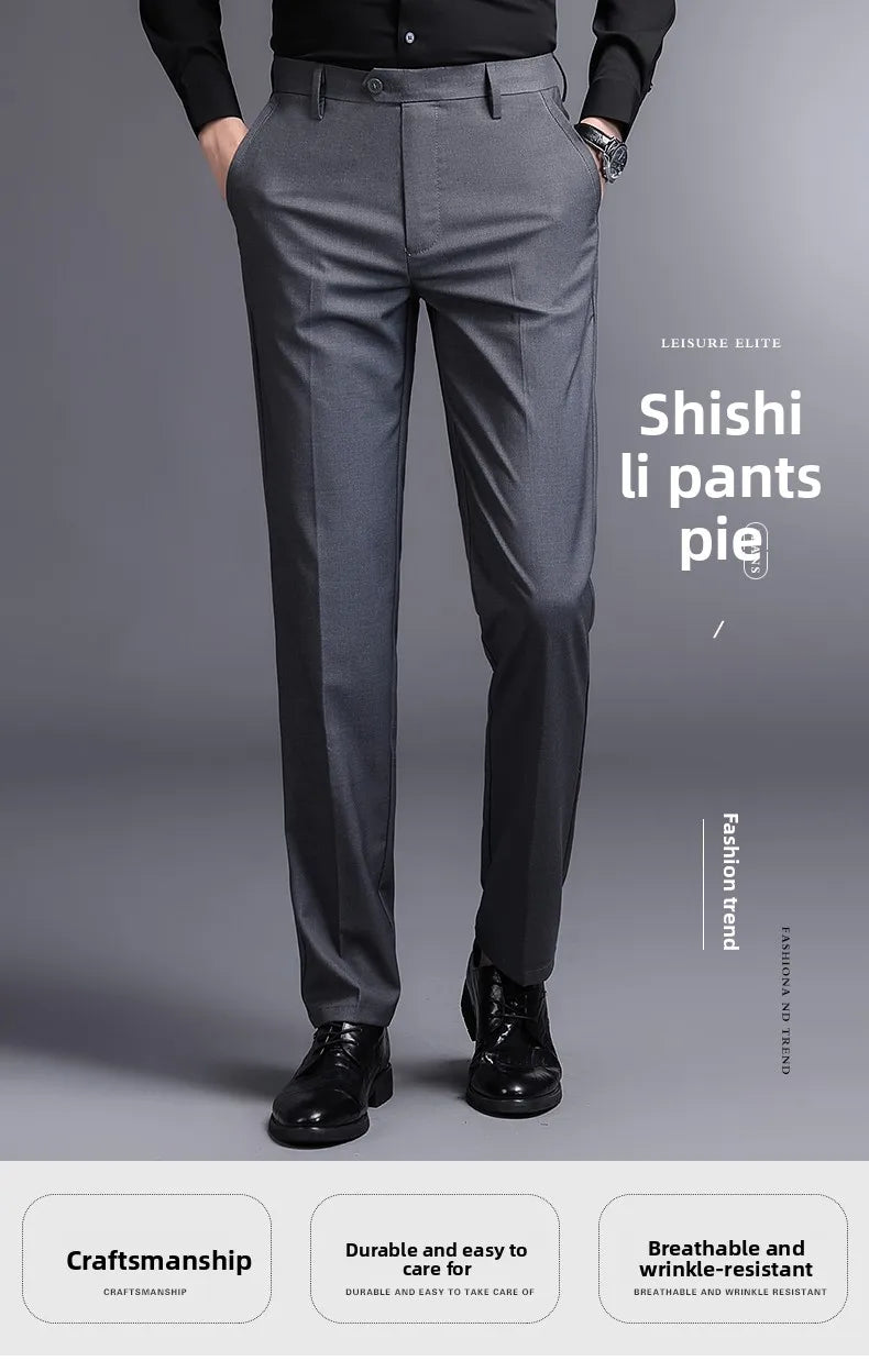 Top Grade New Brand Fashion Relax Fit Suit Pant Office Trousers For Men Dress Pants Business Straight Trousers Men's Clothing