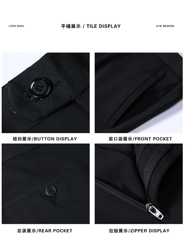 Top Grade New Brand Fashion Relax Fit Suit Pant Office Trousers For Men Dress Pants Business Straight Trousers Men's Clothing