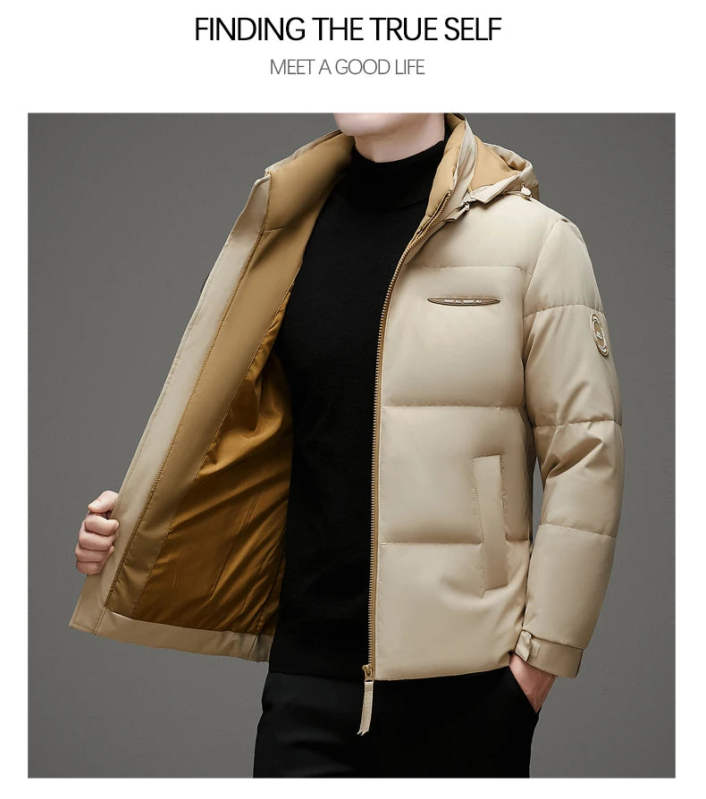 High End White Duck Down Casual Fashion Men Down Jacket Hooded Outerwear Winter Warm Designer Parkas Puffer Feather Coats