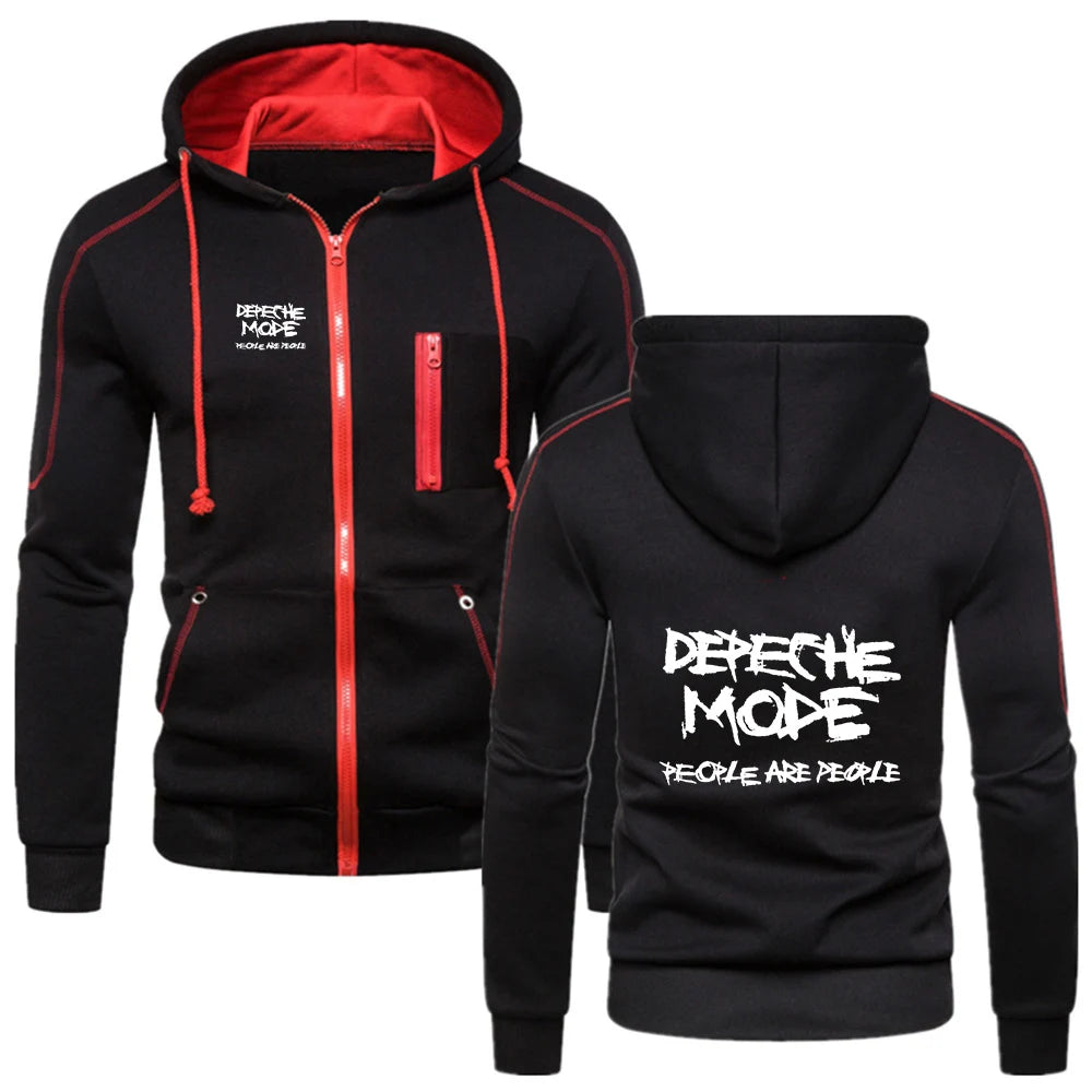 Depeche Mode 2025 Spring Autumn Men's New Fashion Solid Color Cotton Zipper Hoodie Fitness Fleece Sweatshirts Jackets