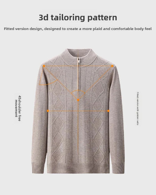 Gray sweater with 3D tailoring pattern on a light gray background