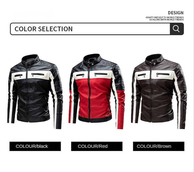 2026 Men Autumn Jacket Bomber Biker Zipper Motorcycle Faux Fur Coat Male Fleece Pilot Vintage Black Red Brown PU Leather Jacket
