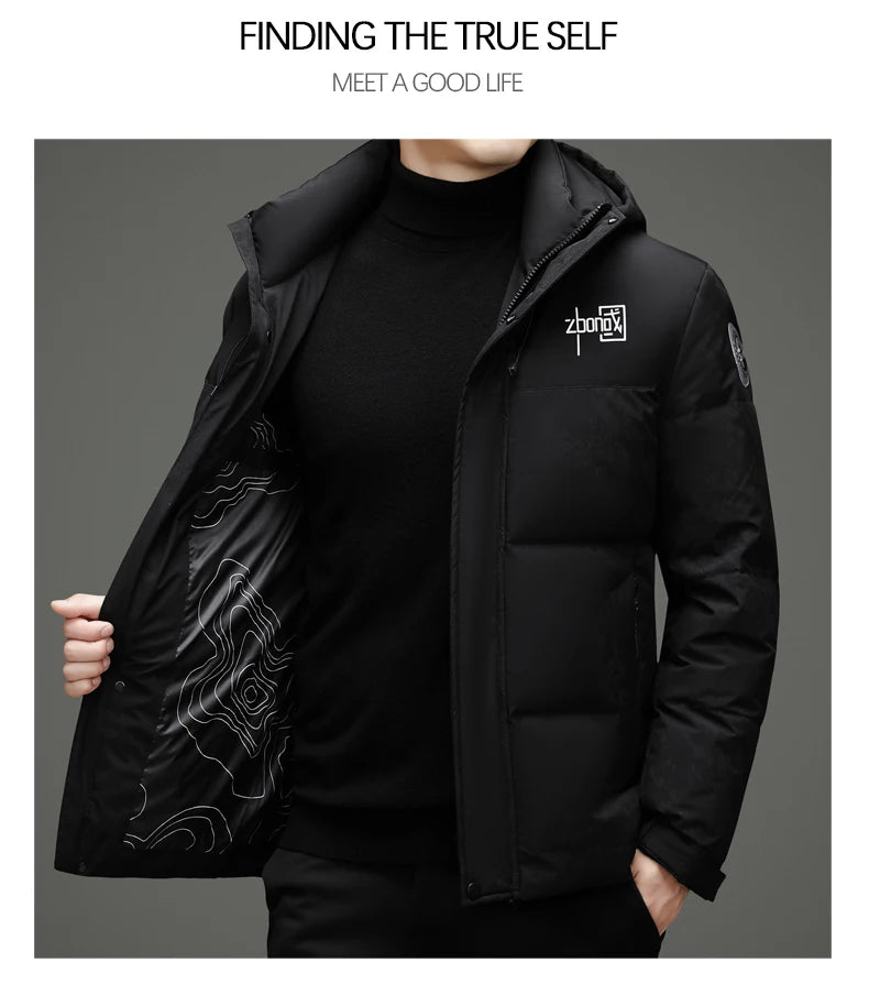 High End Winter Hooded Fashion Warm 85% Duck Down Filled Mens Jacket Casual Designer Feather Outerwear Windbreaker Puffer Coats