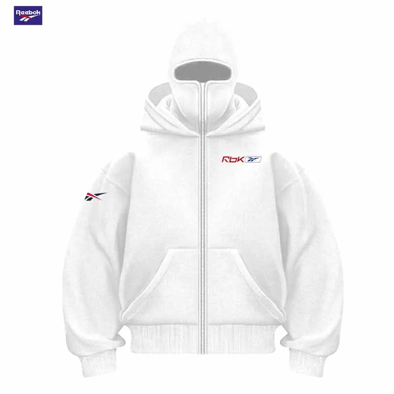 Reebok men's zipper hooded fall/winter sportswear, featuring a hooded mask and zipper design style, is suitable for outdoor acti