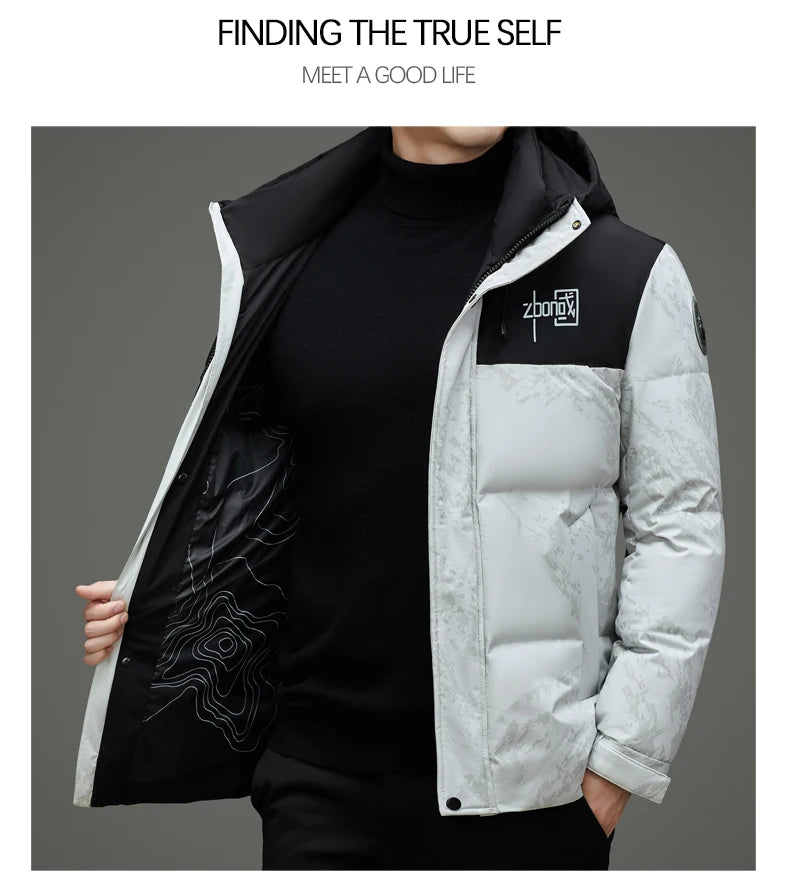 High End Winter Hooded Fashion Warm 85% Duck Down Filled Mens Jacket Casual Designer Feather Outerwear Windbreaker Puffer Coats