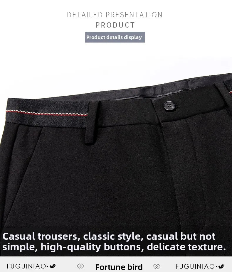 Premium Anti-wrinkle Non-ironing New Brand Casual Fashion Stretch Men Dress Pants Comfortable Business Office Long Suit Trousers