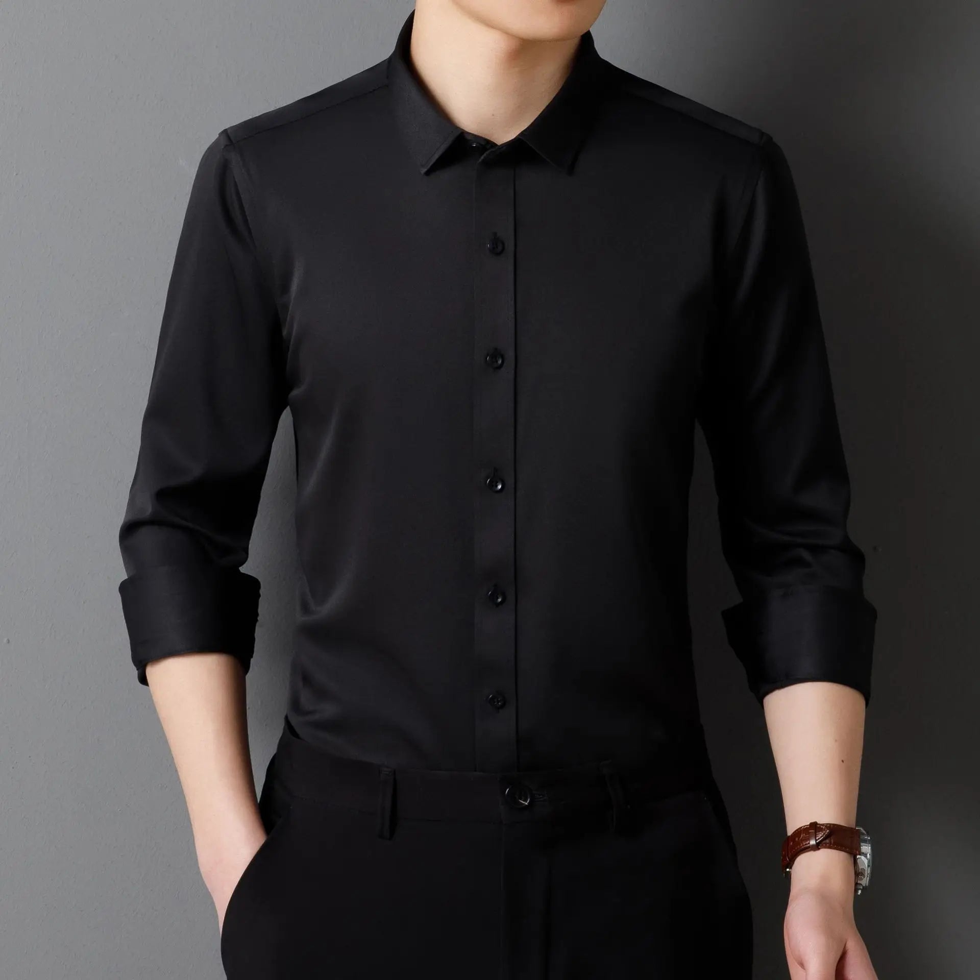 Non-ironing High-end Long-sleeved White Shirt Business Anti-wrinkle Dress Shirt Excellent High-quality Work Business Clothes