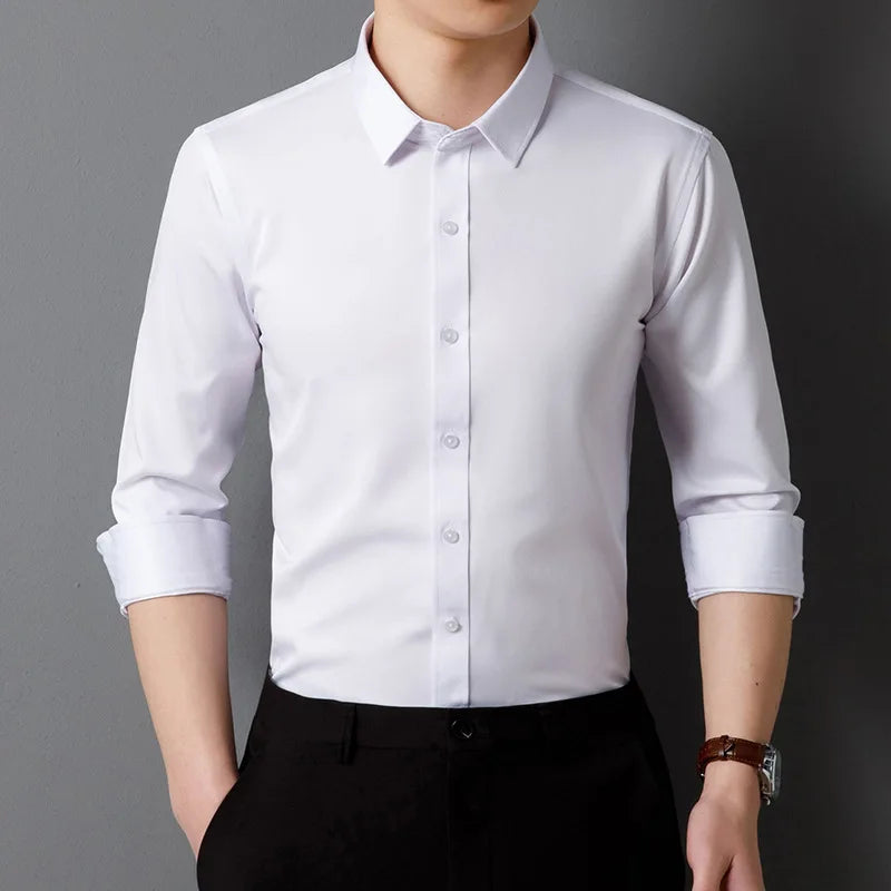 Non-ironing High-end Long-sleeved White Shirt Business Anti-wrinkle Dress Shirt Excellent High-quality Work Business Clothes
