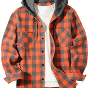 Plaid shirt with gray hood on a white background