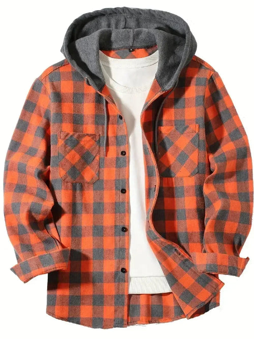 Plaid shirt with gray hood on a white background