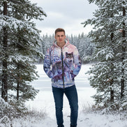 Hoodie with wolf design on a white background