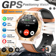 GPS positioning watch with features listed on a white background