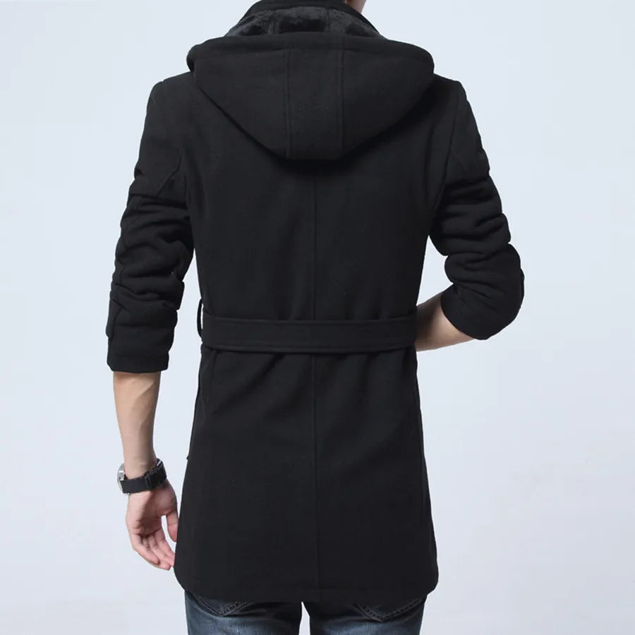New Winter Trench Coat Men Fashion Long Overcoat Male Hot Sale Woollen Ootwear Thick Men's Clothing Size 4XL Wool Jackets