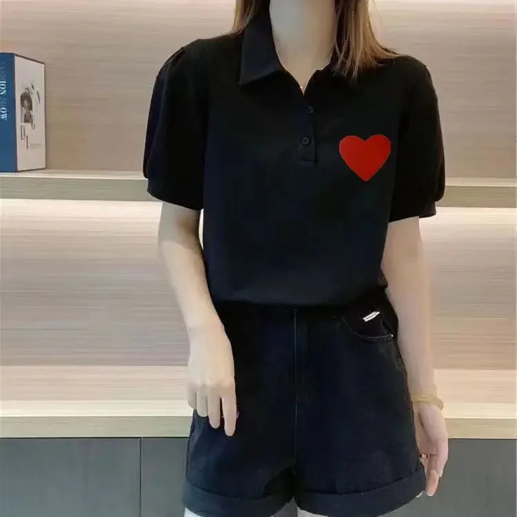 Graphic Women's Polo Female Tee Summer Outfit Harajuku Fashion Y2k Clothes Japanese Vintage Sale Korea Basic Pulovers T-shirts