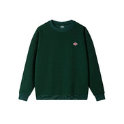 Green sweatshirt with a small logo on a white background