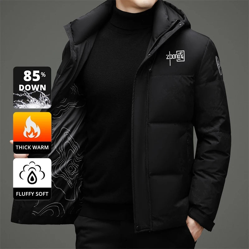 High End Winter Hooded Fashion Warm 85% Duck Down Filled Mens Jacket Casual Designer Feather Outerwear Windbreaker Puffer Coats