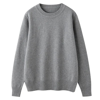 Women's autumn and winter 100% pure cotton knitted round neck soft pullover casual solid color warm sweater fashionable hot sell