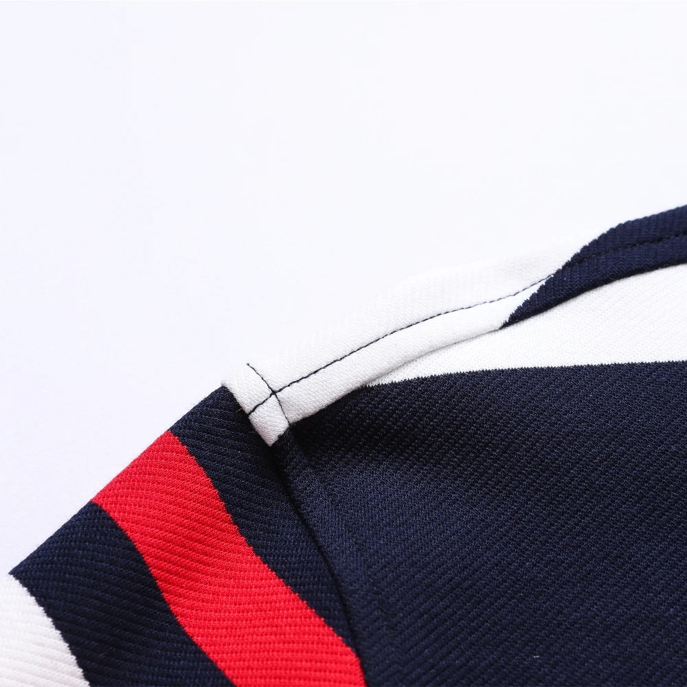 TACE&SHARK Brand Men‘s Casual Long Sleeve Striped Polo Shirt Cotton Blend Knitted Top Fashion Business Embroidery